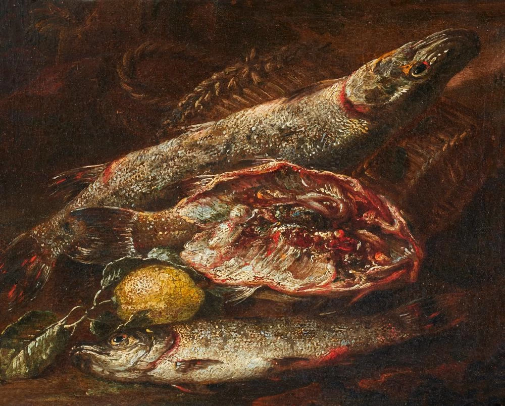 Natura morta con pesce e limone